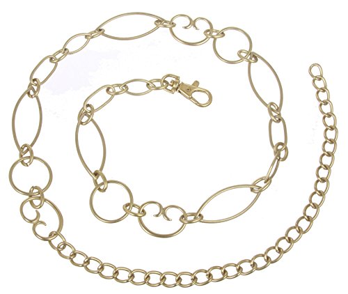 Ladies Metal Oval Circle Chain Belt Size: O/S - 42 End To End Color: Gold