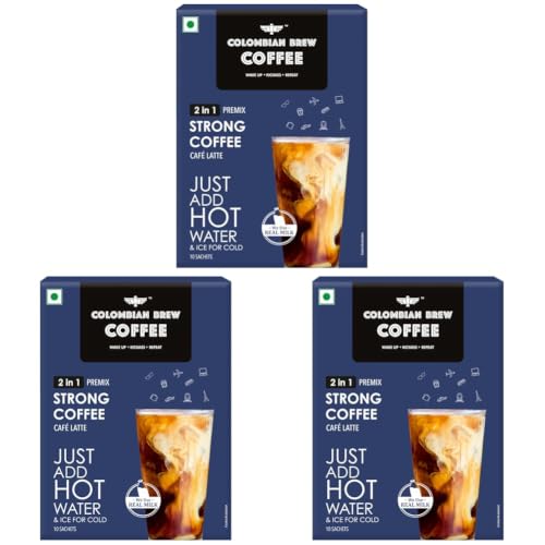 Image of Colombian Brew 2 in 1 Instant Coffee Powder Premix, 8 Sachets (Pack of 3)