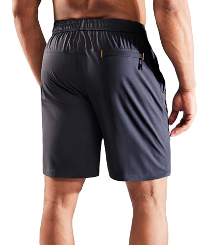 Image of MIER Men's Quick Dry Running Shorts with Zipper Pocket Elastic Waist Athletic Workout Exercise Shorts