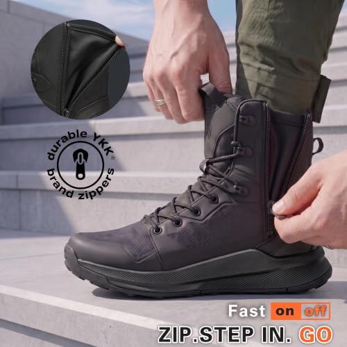 Image of Men's Military Tactical Boots Side Zipper Combat boots Lightweight