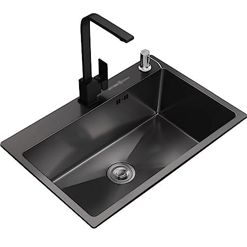 Robinet carré noir évier de cuisine en acier inoxydable pour éliminer les fuites