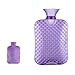 Klasyczna przezroczysta torba na gorącą wodę, antypoślizgowa butelka na gorącą wodę z polarową osłoną, bez wycieku torba na lód nadaje się do złagodzenia bólu – tzw. fioletowa