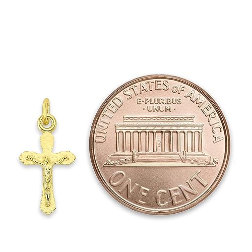 Solid 10k Gold Crucifix Microcharm, Mini Dainty Charm Religious Jewelry with Clasp3