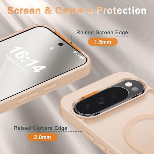 Image of for Google Pixel 10 /10 Pro Case, Matte Magnetic Phone Cover [with 1 Screen Protector] [Support for MagSafe] [Shockproof Military Grade Protection] Translucent Frosted Back, Coral Pink