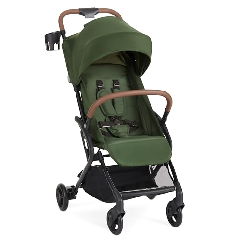 Image of Dream On Me Rio Glide Ultra-Light Compact Stroller, One-Hand Self-Standing Fold, Adjustable Backrest & Footrest, 5-Point Harness, Cup Holder, Suspension Wheels with Storage Basket - Forest Green