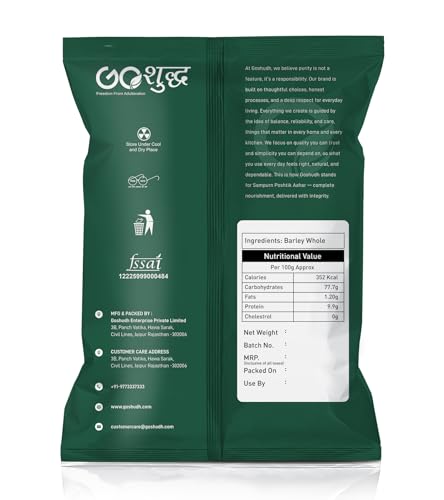 Image of Goshudh Barley Whole (Jau Sabut) 1500g (500g Each Pack of 3) | High-Fibre, Low-GI Grain for Digestion & Daily Wellness