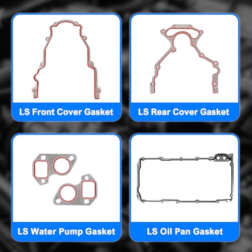 Image of LS9 Head Gasket Kit & LS Engine Complete Gaskets Set w /Gen IV (4) Valley Cover & Oil Pan Ga-sket - Compatible with LS1 LS6 LQ4 LQ9 4.8L 5.3L 5.7L 6.0L V8 Engines