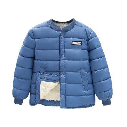 Vhersily Chaqueta acolchada para niña y niños, cómodos, plumíferos, chaquetas para niña, otoño, elegantes, ligeras, cortavientos, chaqueta interior para niña al aire libre, azul, 160 cm