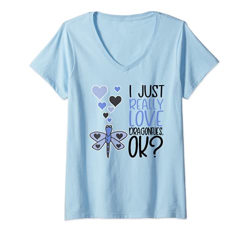 Mujer I Love Dragonflies OK Camiseta Cuello V