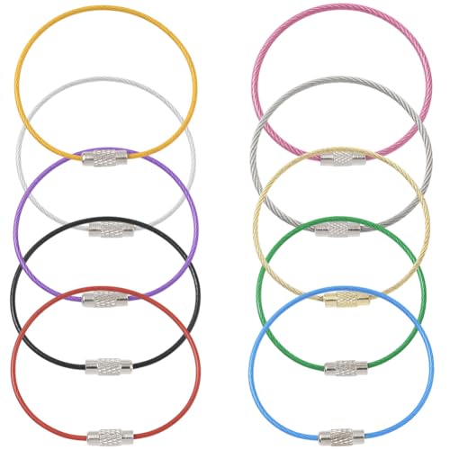 Image of SUNNYCLUE Stainless Steel Loops Wire Keychain Cable Large Key Rings Key Chain for Luggage Tags Key Tags Keyrings Kitchen