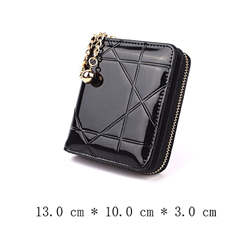 Womens wallet Coin Purse Short Folding Small Wallet Ladies Credit Card Holder Patent Leather Case Money Bag Cute(Rosered) (Pink)2