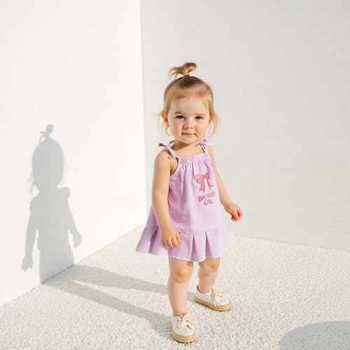 Babieshouse Toddler Baby Girl Birthday Outfit Embroidered Bow Sleeveless Strap Dress Summer Birthday Girls Dresses4