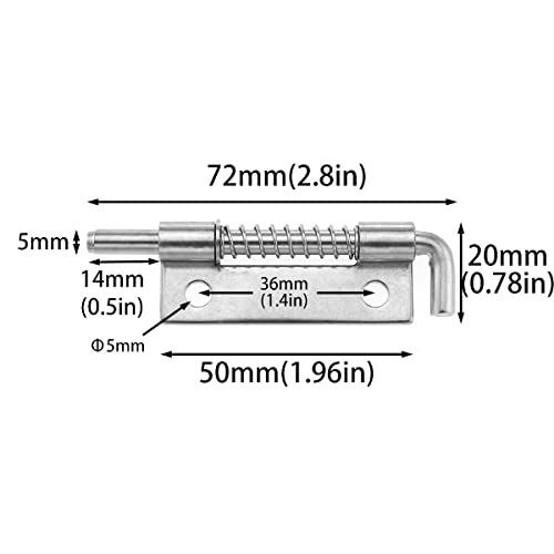Dghaop 4Pcs 304 Stainless Steel Flat Pin Hinge Spring Latch M Size (With Hole) Right Direction (With Screws) Door Cabinet Hinges Hardware #TOP1