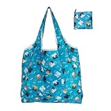 Bolsa de compras plegable, elegante y práctica, ligera, para almacenamiento de comestibles, grande, plegable, para mujeres y hombres, bolsa de la compra, Gatito azul, Belleza masiva
