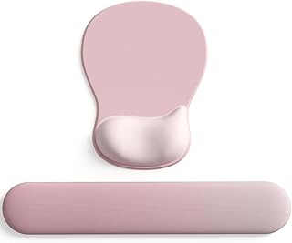 ErgoComfort Gel Wrist Rest Mouse Pad-Ergonomic Office Mousepad with Wrist Support-Non-Slip, Design Desk Accessories Mat for Home&Game Decor (09PinkSerenity Set)