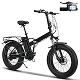 JSMDLN Vélo Électrique Pliable 20 Pouces, pour Adultes Et Adolescents, Pneus Larges, pour ...
