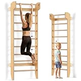 COSYLAND Espalier en Bois, Échelle Suédoise de Gym pour Adultes,Structure Murale Robuste jusqu’à 100KG, Espalier Polyvalent pour Musculation, Étirements et Entraînement à Domicile Natural