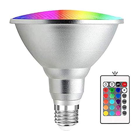 Bombilla LED RGB Par38 Impermeable Bonlux de 20W con Controlador Remoto de 24 teclas Cover