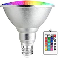 Bonlux 20W Bombilla LED RGB E27 Par38 Impermeable con Controlador Remoto Mando IR de 24 teclas (RGB y Blanco Frío)