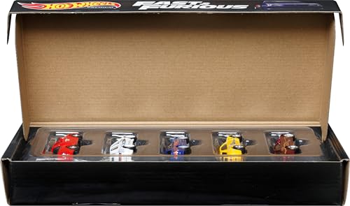 Hot Wheels Cars, Premium Fast & Furious Bundle, 5 1:64 Scale Die-Cast Hot Wheels Cars from the 1st Fast Movie in a Limited-Edition Box for Collectors (Amazon Exclusive)