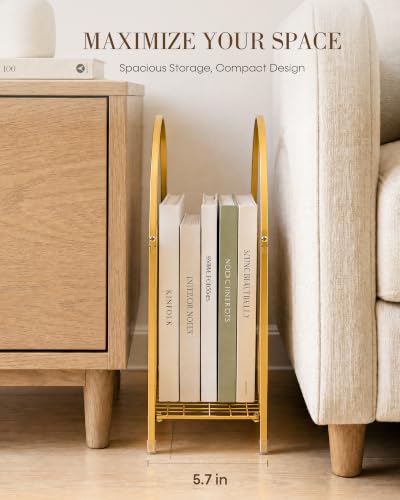 Medcph Gold Metal Magazine Holder, Magazine Rack & Storage Basket Organizer - image 4
