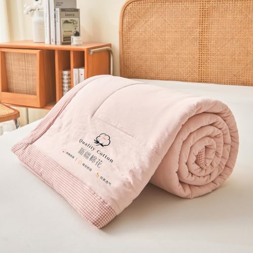 DOTBUY-SHOP Colcha Boutí Cubrecama de Dos Modernos Color Liso, Relleno 100% Algodón - Suave Ligero y Transpirable, Cama Multiusos para Primavera y Verano Colchas (Rosa,180x220cm)