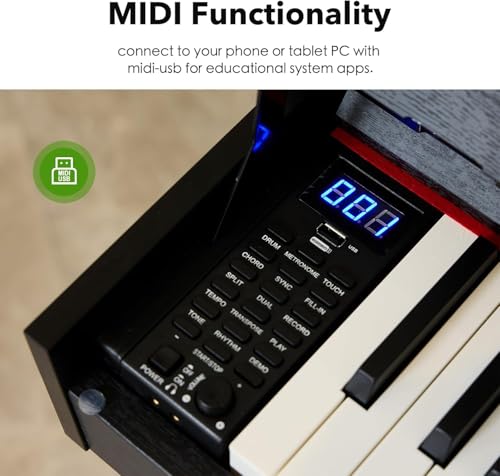 Image of Digital Piano 88 Key Weighted Keyboard,Full-Size Desk Progressive Hammer-Action Electric Piano For Beginners, With Sheet Music Stand, Pedal,Power Adapter, Headphone Mode, Usb-Midi