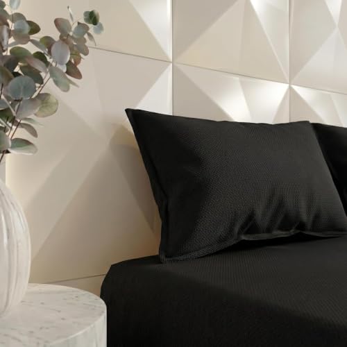 Image of Filymore Double Bedsheet for Double Bed | Black Solid Bedsheet | 240 TC Soft Microfiber Bed Sheet with 2 Pillow Covers | Breathable, Wrinkle Resistant & Fade Resistant Bedding Set | 90 x 95 Inches