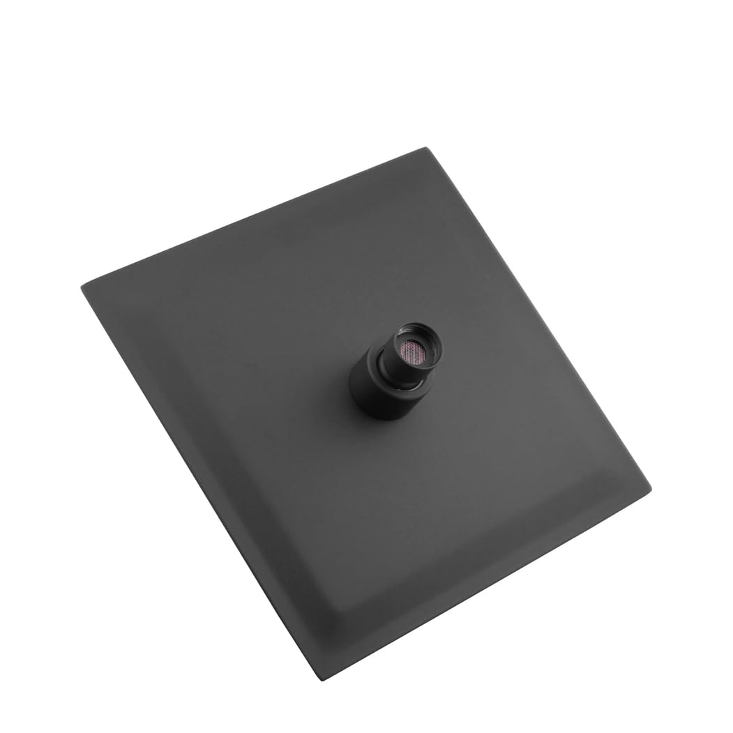 Alcachofa/Rociador de Ducha de Techo Cuadrado 25x25 cm Negro | Acero Inoxidable | Efecto Lluvia | Conexión G 1/2” | Gran Cobertura