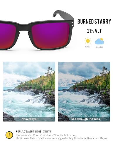 Image of BLAZERBUCK Polycarbonate Polarized Replacement Lenses for Oakley Holbrook XL OO9417, Anti-Scratch, Impact Resistant & Perfectly Fit - Burned Starry AR Coated