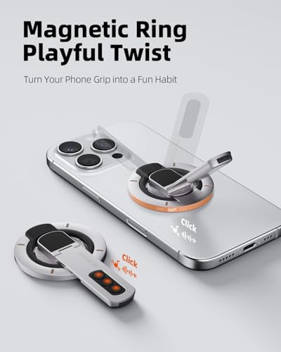 Image of MOROFY 3 in 1 Magnetic Finger Ring Holder with Double-Sided Magnet, Phone Grip Stand, Fidget Toy Design, 360 Rotation, Magnetic Phone Stand Compatible with iPhone 17 /16 /15 /14 /13 /12 (White)