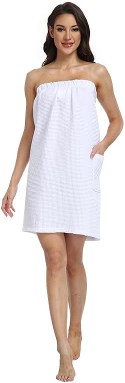 Waffle Robes For Women Towel Wrap Towel Robe Spa Lightweight With Pockets Cotton Blend Bathrobes