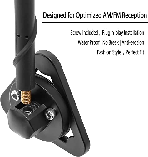Image of BASIKER 16 Inch Antenna for Jeep Wrangler Rubicon Sahara Unlimited 4xe 2007-2025 2026, Jeep Wrangler Accessories, Spiral Rubber Jeep Antenna Replacement Designed for Car Radio Reception