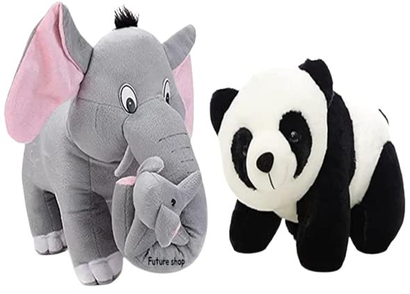 Teddy Animal Soft Mother Elephant & Panda Toy - Great Gift for Birthday/Kids Soft Pillow/Home Decoration/Car Decoration/Baby - Any Toy Lover