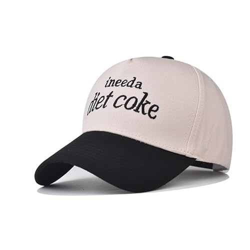 Jwiwn Adjustable 'Diet Coke' Embroidered Baseball Cap for Men and Women, Color Blocked Baseball Cap (Black)