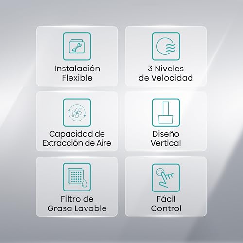 Miniatura 3 de Hisense Ch6in6bxbg - Campana Decorativa 60 Cm, Capacidad De Succión De 650 M H, Iluminación Led, Filtro De Aluminio De Fácil Mantenimiento