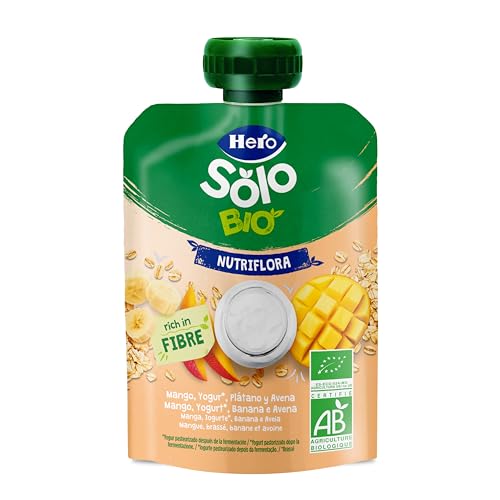 Hero Solo Bolsitas Ecológicas de Mango, Platáno, Yogur y Avena ricas en fibra- 100gr
