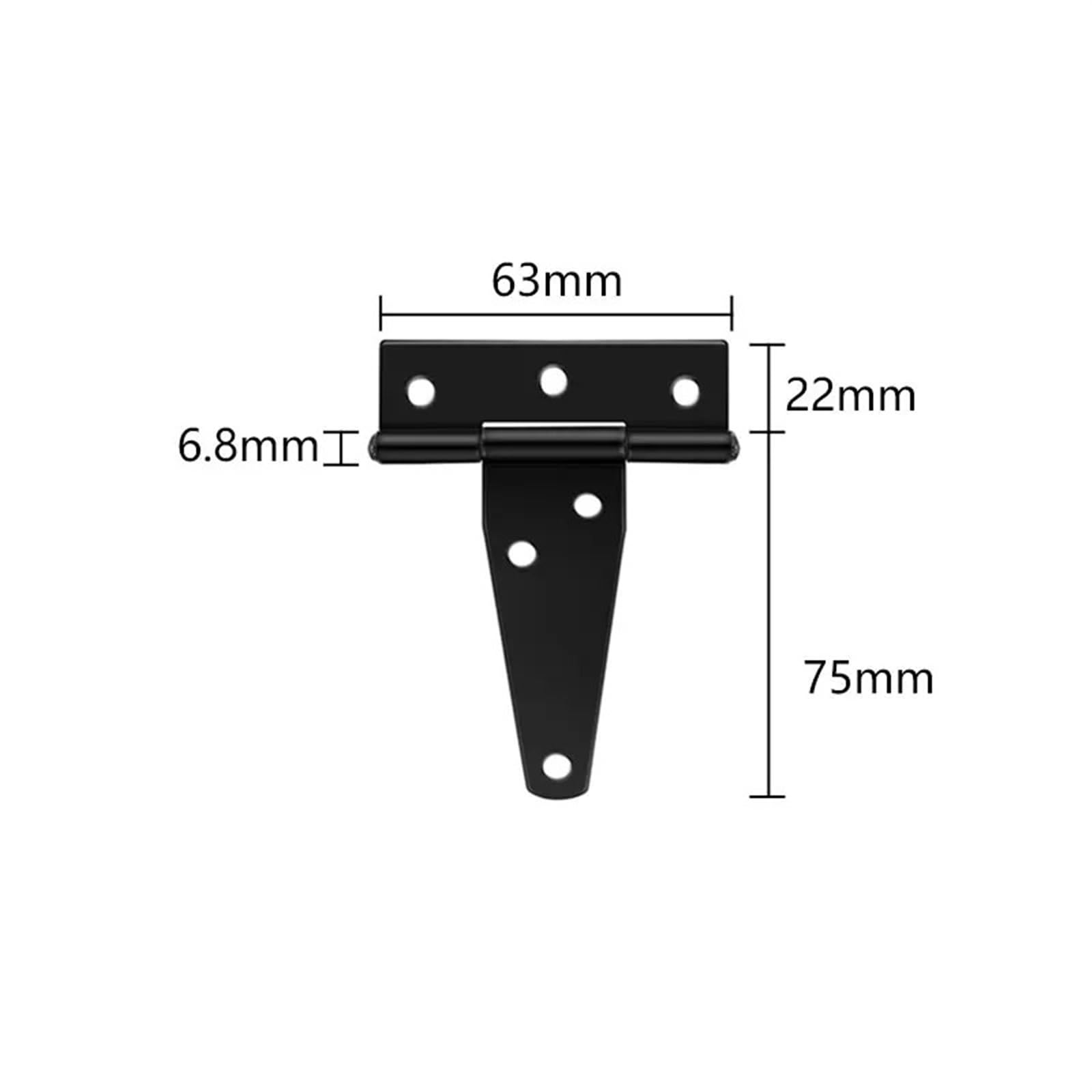 4 Stück schwarze T-Form Dreiecksscharniere Schrank Schuppen Holztür Tor Scharniere Hardware Möbelbeschläge 2-10 Zoll(02)