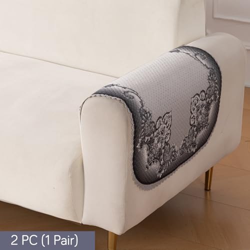 Image of HOKIPO HeavenHue Fleece Backed Sofa Armrest Cover 2 Pc, Twilight Lace