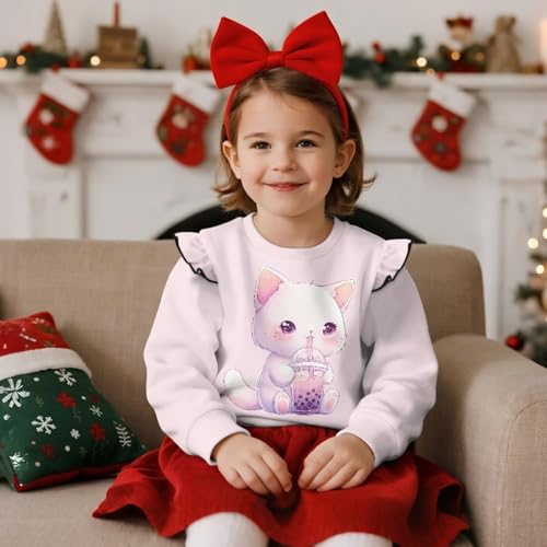 Toddler Sweatshirt Girls Crew Neck Hoodies Trendy Long Sleeve Hoodies Cute Tops for Kindergartener Age 1-8 Years4