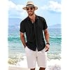 COOFANDY Men's Linen Shirts Short Sleeve Casual Shirts Button Down Shirt for Men Beach Summer Wedding Shirt