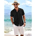 COOFANDY-Mens-Linen-Shirts-Short-Sleeve-Casual-Shirts-Button-Down-Shirt-for-Men-Beach-Summer-Wedding-Shirt COOFANDY Men's Linen Shirts Short Sleeve Casual Shirts Button Down Shirt for Men Beach Summer Wedding Shirt