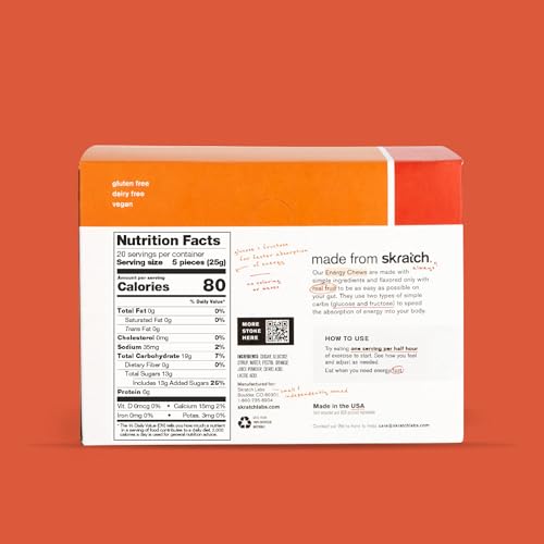 Image of Skratch Labs Energy Chews | Gummies for Running, Cycling & Endurance Quick Carbs for Athletes, Easy to Digest, Real Fruit | Gel Alternative for Long Runs & Rides | Orange 10 Pack | Gluten Free, Vegan