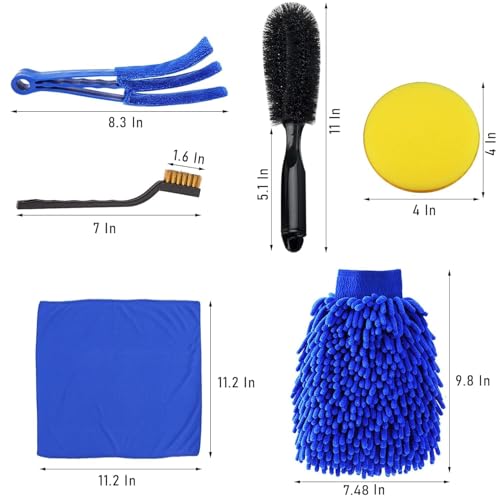 Image of Car Cleaning Kit 15 Piece Set with Brush Set, Microfiber Mitt, Cloths and Foam Pads