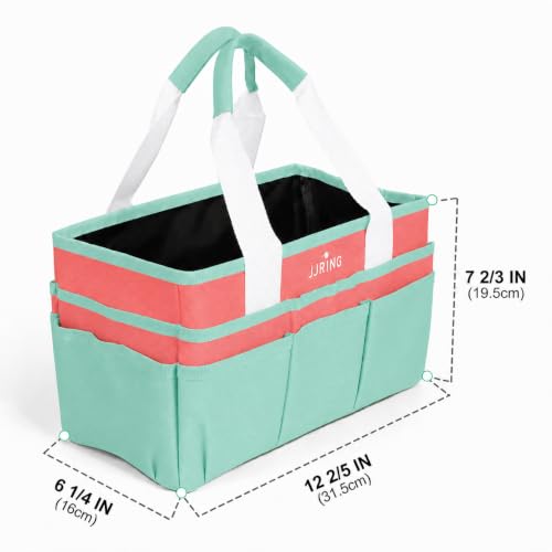 Image of JJRING Craft Organizer Tote Bag Art Storage Caddy Green and Orange