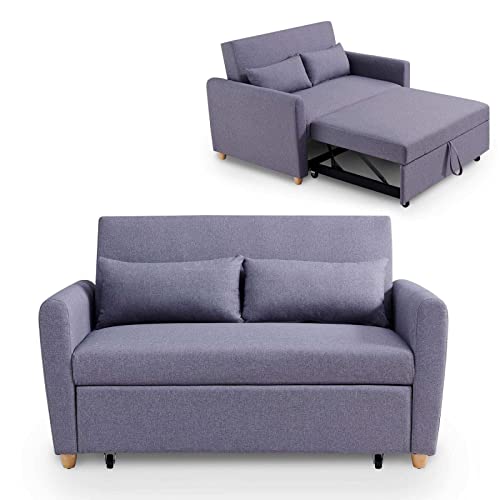 Mobilier Déco Kaya Lit canapé, Tissu, Gris, Deux Places