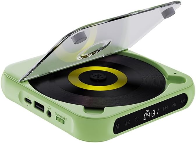 Upgraded Portable Bluetooth-Compatible CD Player 2025|Hi-Fi Sound, Wireless&Wired Playback|Rechargeable Battery|Compact & Lightweight for Travel,Home,Car (Green)