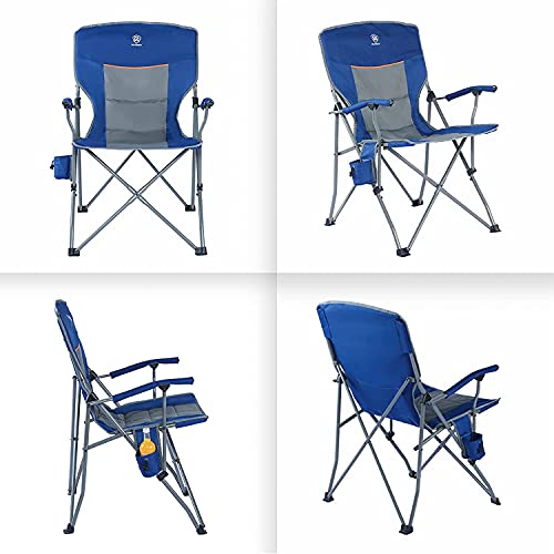 Ever Advanced Folding Camping Chair With Cup Holder Quad Padded Arm, Outside Portable Collapsible Steel Frame Oversized Heavy Duty Supports 300 Lbs #TOP5