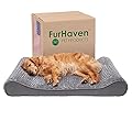 Furhaven Pet Dog Bed - Orthopedic Ultra Plush Faux Fur Ergonomic Luxe Lounger Cradle Mattress Contour Pet Bed with Removable Cover for Dogs and Cats, Gray, Jumbo