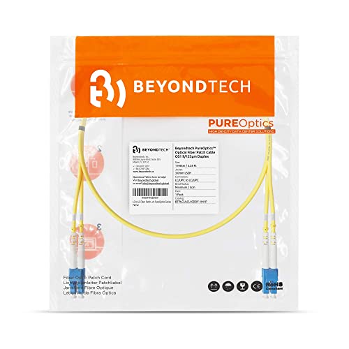 Image of LC to SC Fiber Patch Cable Single Mode Duplex - 3m 9ft - 9 125 OS1 - Beyondtech PureOptics Series 1m (3ft)